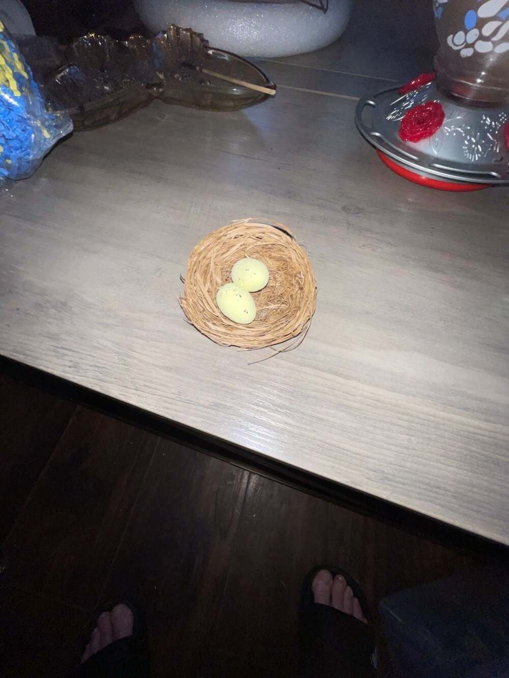 Decorative Bird Nest With Yellow Speckled Eggs